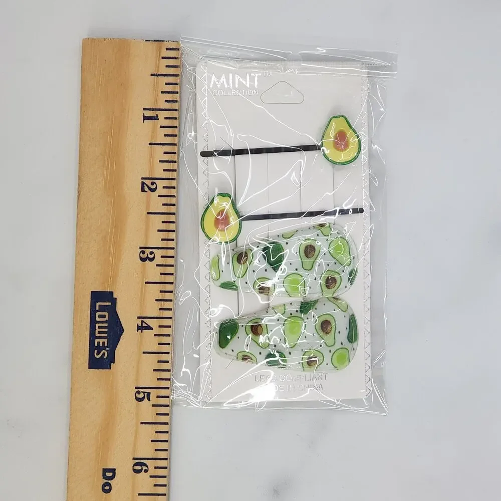 4 pc Avocado Hair Accessories by Mint 2 bobby pins 2 snap barrette clips **NEW**